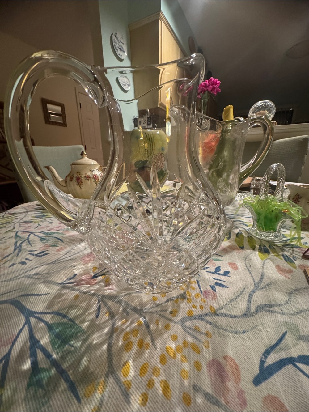 Charleston Lenox cut Crystal Pitcher - Elegant Crystal-Style Beverage Server